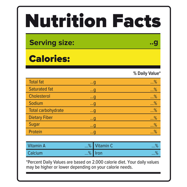 Ernährung Fakten Etikett Vektor Farbe - Vektor, Bild