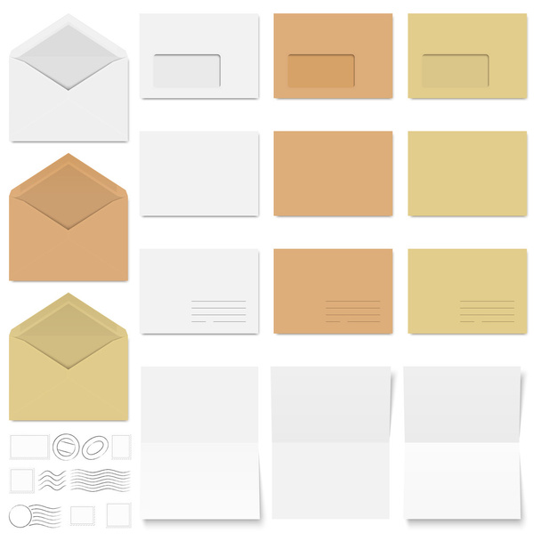 envelopes and postage stamps - Vetor, Imagem