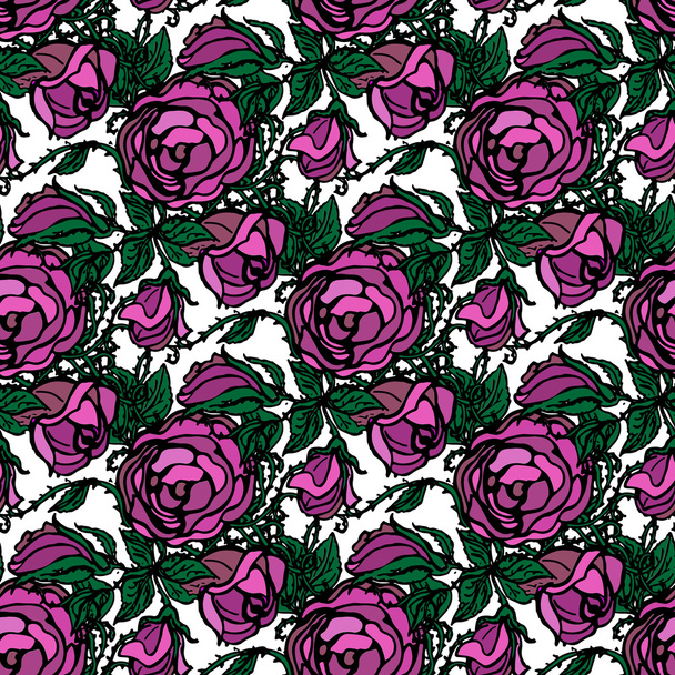Floral illustration. Background with peonies. Seamless pattern. - Vector, Image