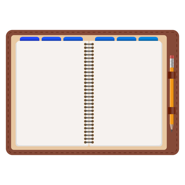 open agenda with pencil - Vector, Image