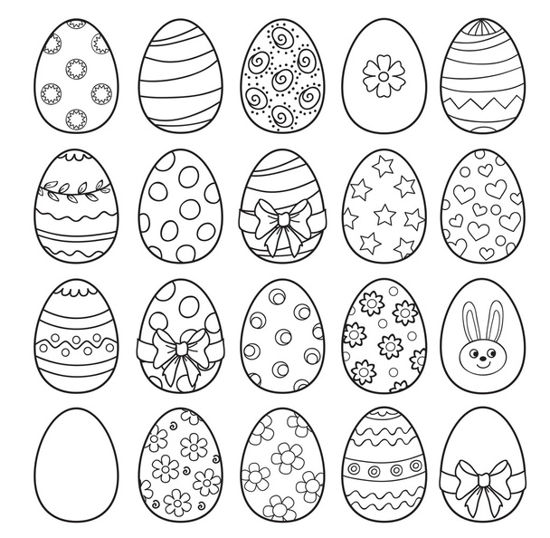 Paskalya yumurtaları - vektör çizim ile boyama kitabı. - Vektör, Görsel