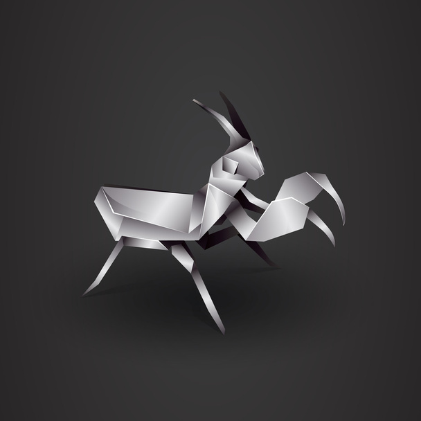 3D Chrom Origami Gottesanbeterin - Vektor, Bild