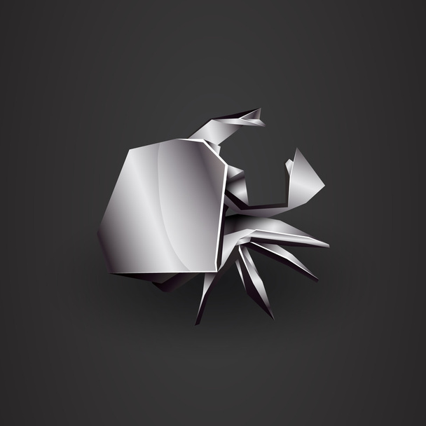 3d chrome origami rák - Vektor, kép