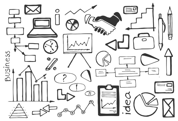 Doodle vector set of business - Вектор,изображение