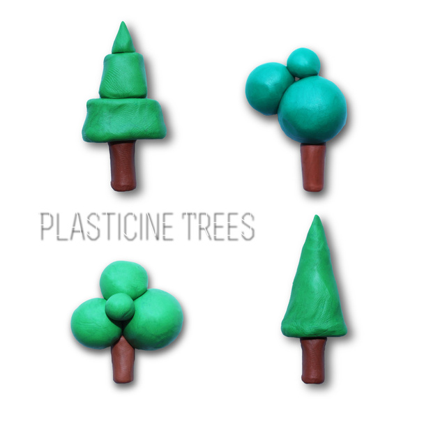 Color childrens tree plasticine on a white background - Photo, Image