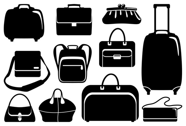 çanta ve valiz Icons set - Vektör, Görsel
