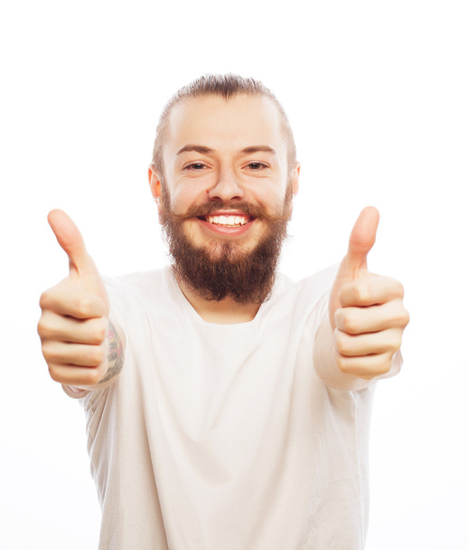 happy man giving thumbs up sign - Photo, Image