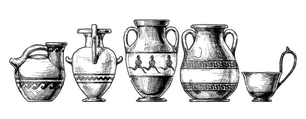 Pottery of ancient Greece. - Vettoriali, immagini