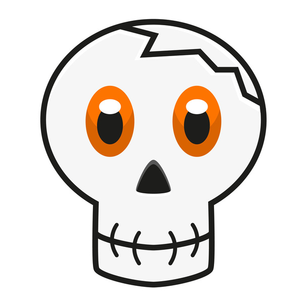 Illustratie van de schedel met oranje ogen - Vector, afbeelding