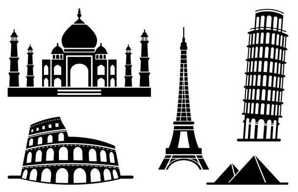 pictogrammen van architectonische monumenten - Vector, afbeelding