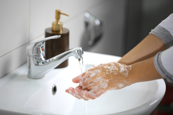 Washing of hands with soap  - Valokuva, kuva