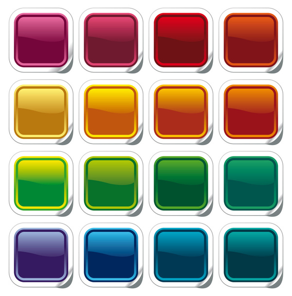 kleur schijnt knoppen op stickers - Vector, afbeelding