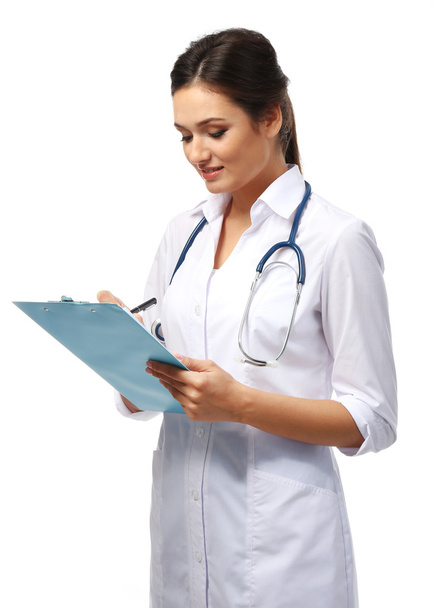 Smiling medical doctor holding a folder - Zdjęcie, obraz