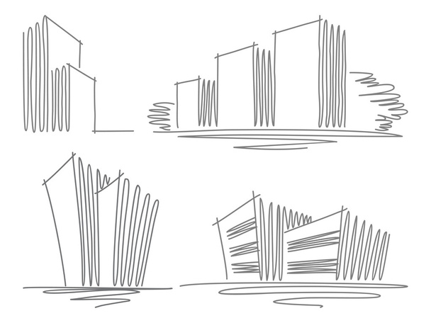 Sketches of buildings - Vector, Image