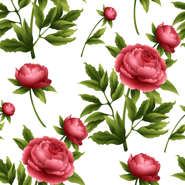 nahtloses Muster mit Pfingstrosenblüten. Vektorillustration - Vektor, Bild