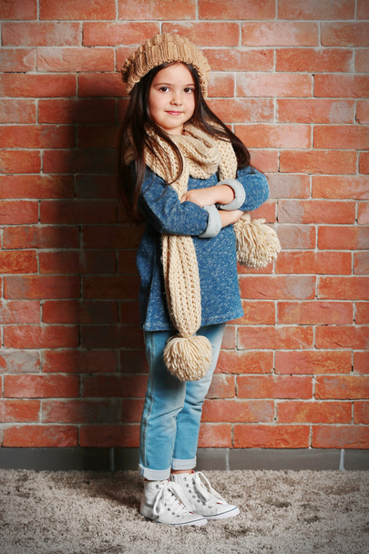 Portrait of little fashion kid girl - Foto, imagen