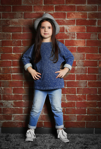 Portrait of little fashion kid girl - Φωτογραφία, εικόνα