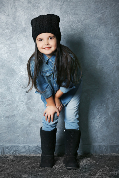 Portrait of little fashion kid girl - Foto, Imagem