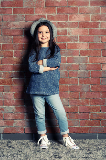 Portrait of little fashion kid girl - Foto, imagen