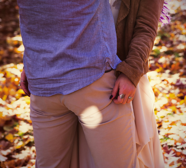 beautiful young couple hugging in the park.  - Photo, Image