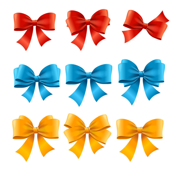 Satin Colorful Bow Set. Vector - Vector, afbeelding