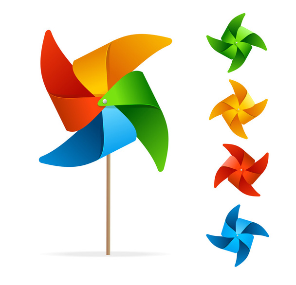 Colorful Windmill Set. Vector - Vector, Image