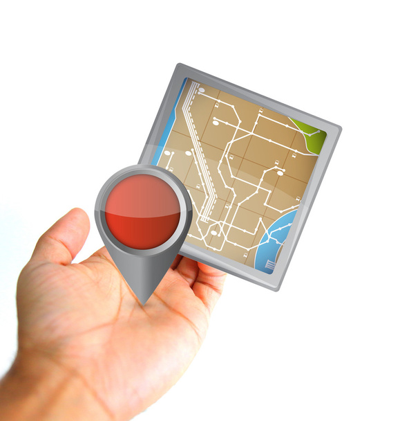 mano sosteniendo un icono de GPS
 - Foto, imagen