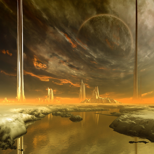 Buitenaardse planeet - Fantasy landschap - Foto, afbeelding