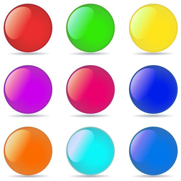 白で隔離される色光沢のある球のベクトル コレクション. - ベクター画像