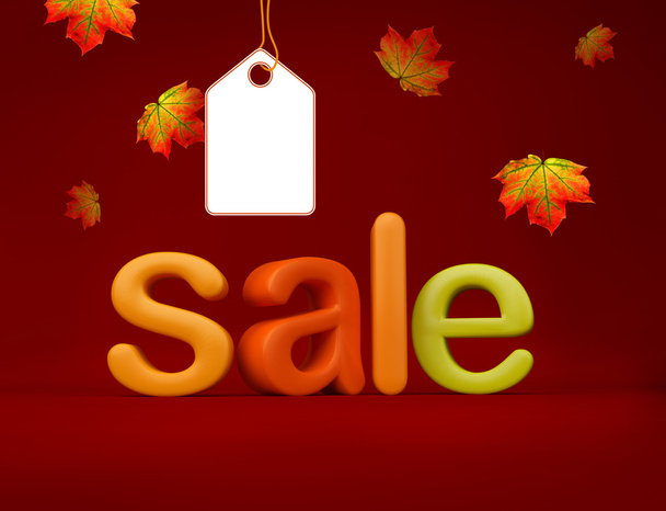 Autumn sale campaign concept with empty tag to be filled with desired text. Can be used for early and late fall campaigns. - Fotografie, Obrázek