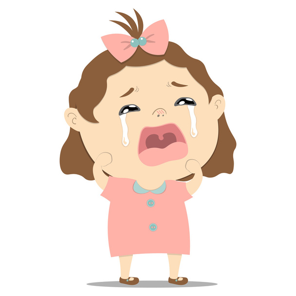 szomorú kis aranyos baba lány sír - Vektor, kép