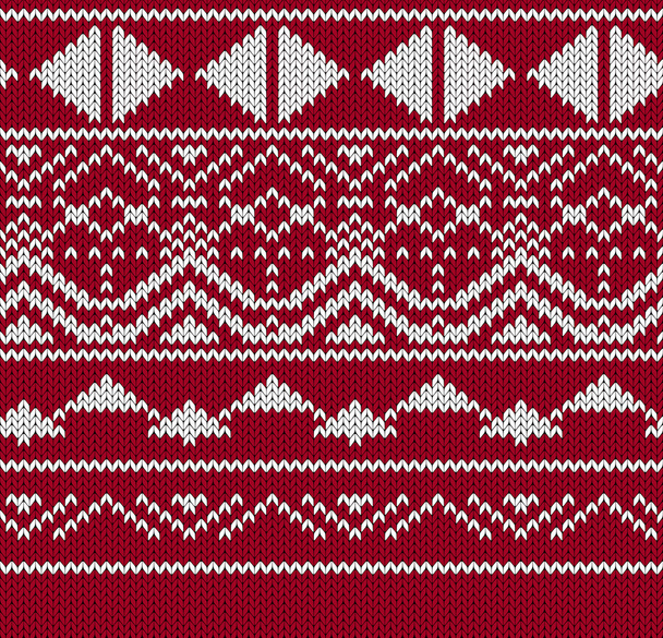 Seamless Knitted Pattern. Norwegian sweater ornaments. Textile texture - Vektor, obrázek
