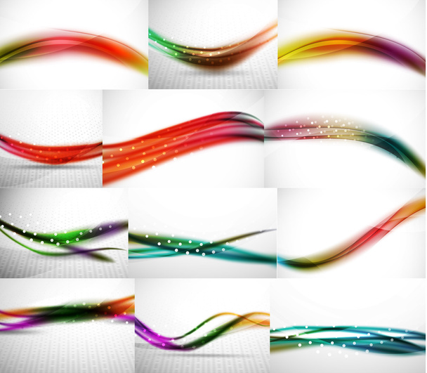 Set of blurred flowing waves backgrounds - Vector, afbeelding