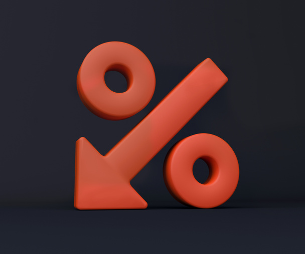 Red 3d sale sign with percentage icon, concept for sales campaigns. - Photo, Image