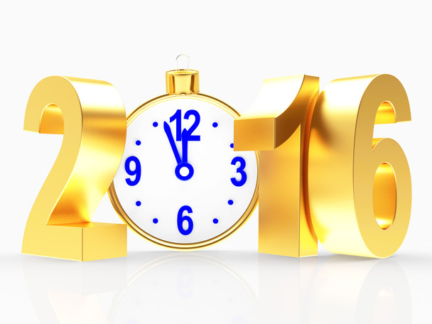 Ano Novo de Ouro 2016 e relógio como uma bola de Natal
 - Foto, Imagem