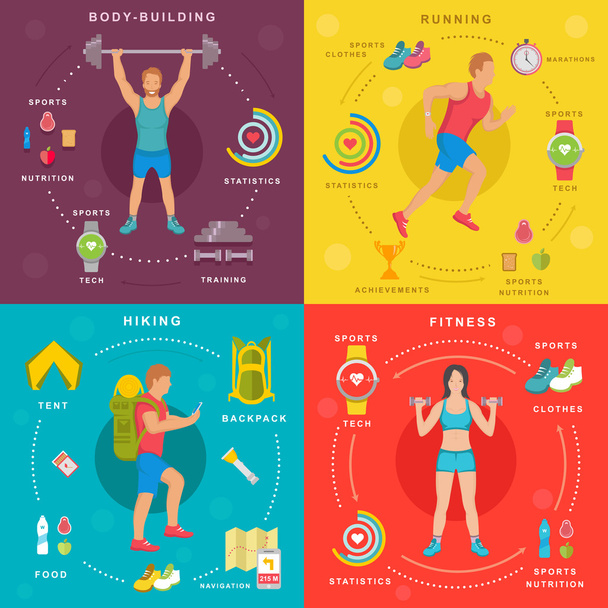 Spor ve Fitness Infographic afiş - Vektör, Görsel