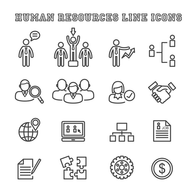 Iconos de línea de recursos humanos - Vector, imagen