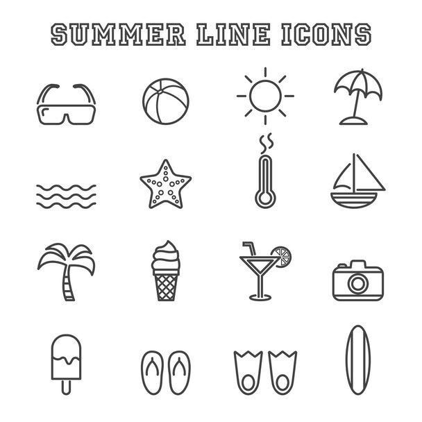 summer line icons - Vector, Image