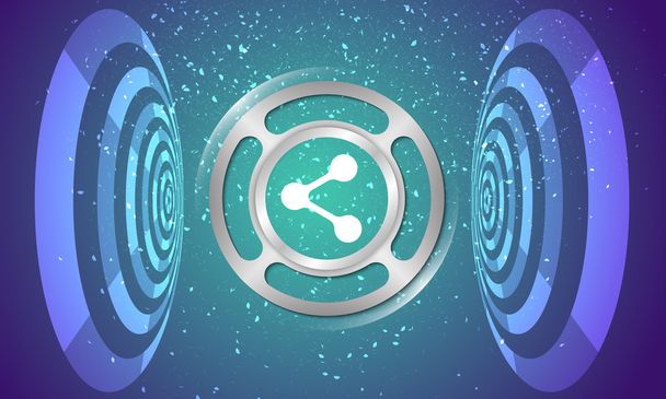 Vector abstract background with circular objects and share icon - Wektor, obraz