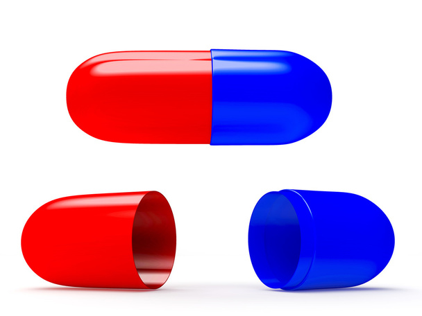 Cápsulas médicas rojas y azules
 - Foto, Imagen