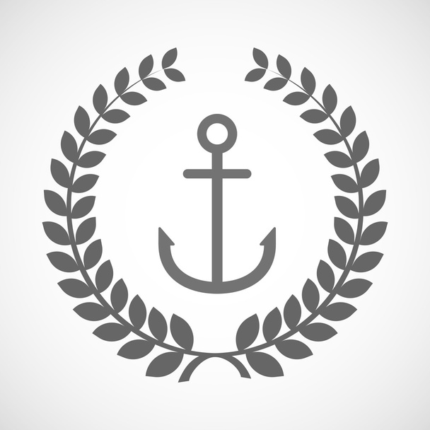 Elszigetelt babér koszorút ikon, egy horgonyt - Vektor, kép