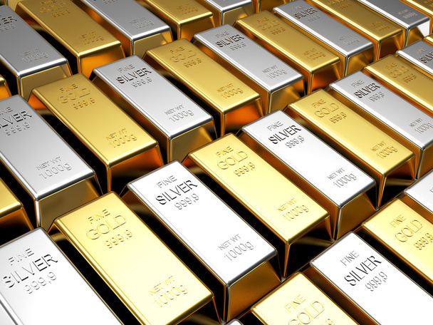 Montones de barras de oro
 - Foto, Imagen