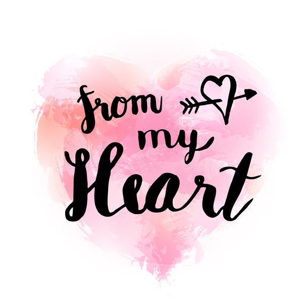 from my Heart watercolor hand drawing poster - Vector, afbeelding