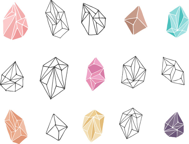 Crystals - hand drawn elements - Vector, Image