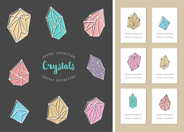 Crystals - hand drawn elements - Vector, Image