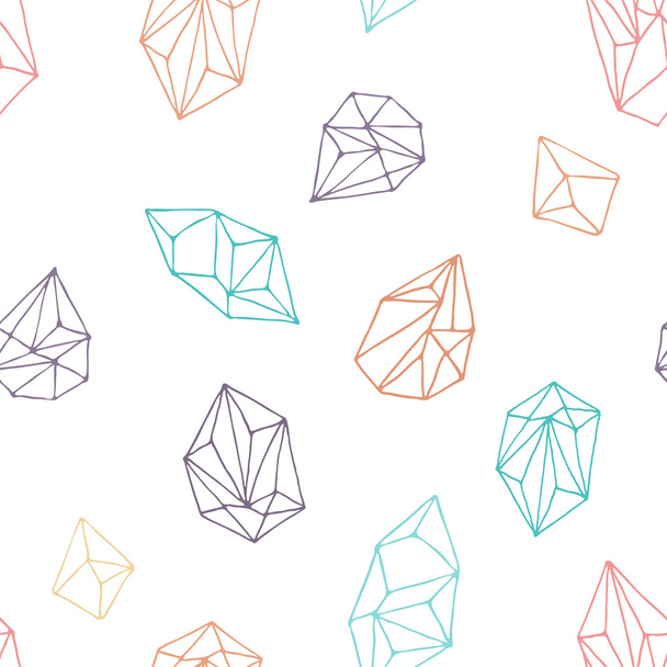 Crystals - seamless hand drawn pattern - Vector, Image