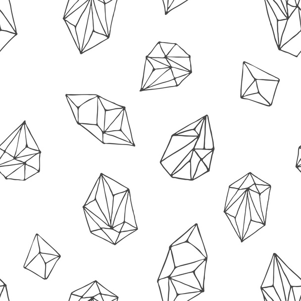 Crystals - seamless hand drawn pattern - Vector, Image