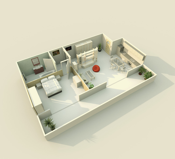 3d Modelo arquitectónico de apartamento en casa
 - Foto, Imagen