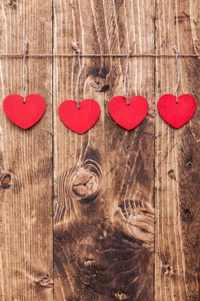 Love concept. Hearts hanging on a string - Фото, зображення