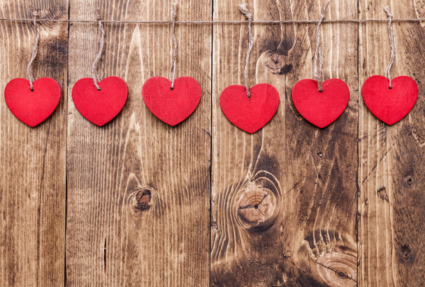 Love concept. Hearts hanging on a string - Valokuva, kuva